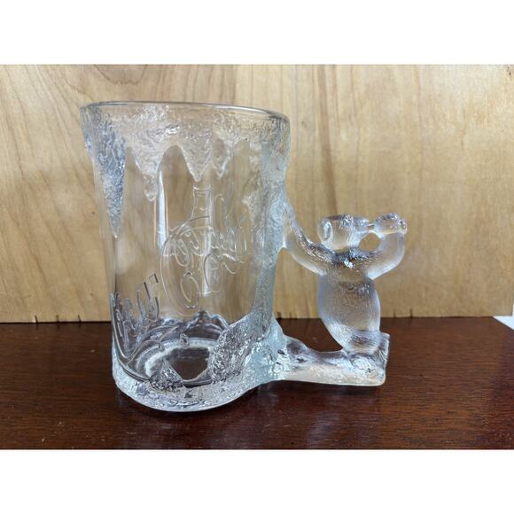 Coca-Cola Other - Vintage Coca-Cola Mug Thick Frosted Glass with Polar Bear Handle Very Rare 1997